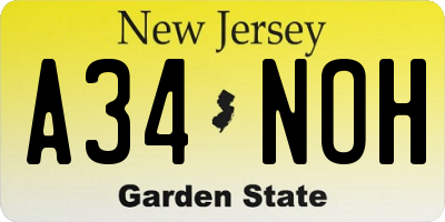NJ license plate A34NOH