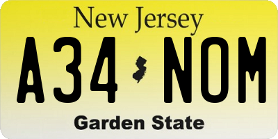 NJ license plate A34NOM