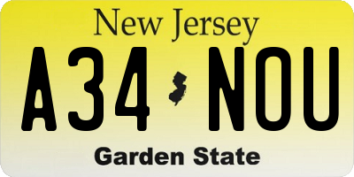 NJ license plate A34NOU