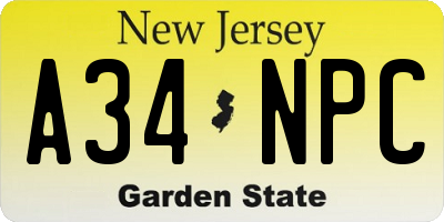NJ license plate A34NPC
