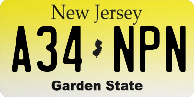 NJ license plate A34NPN
