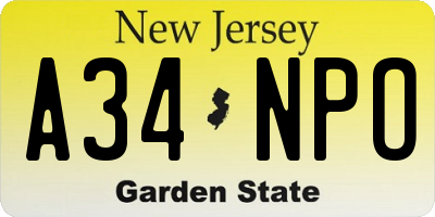 NJ license plate A34NPO