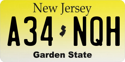 NJ license plate A34NQH