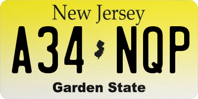 NJ license plate A34NQP