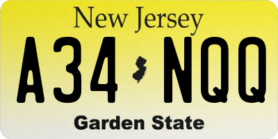 NJ license plate A34NQQ