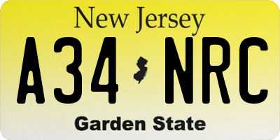 NJ license plate A34NRC