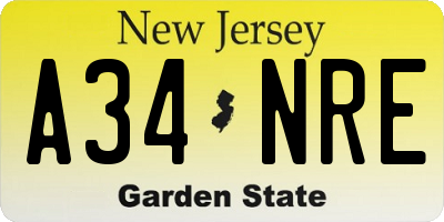 NJ license plate A34NRE