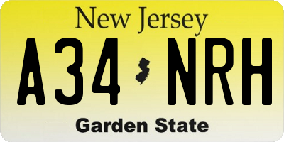 NJ license plate A34NRH