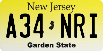 NJ license plate A34NRI