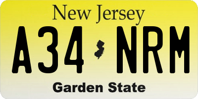 NJ license plate A34NRM