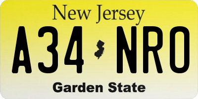 NJ license plate A34NRO