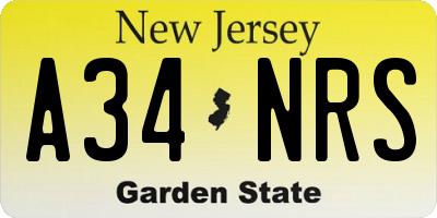 NJ license plate A34NRS