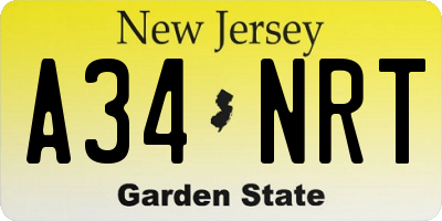 NJ license plate A34NRT