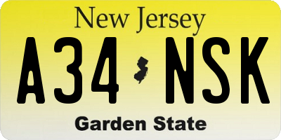 NJ license plate A34NSK