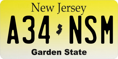 NJ license plate A34NSM