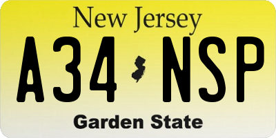 NJ license plate A34NSP