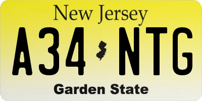 NJ license plate A34NTG
