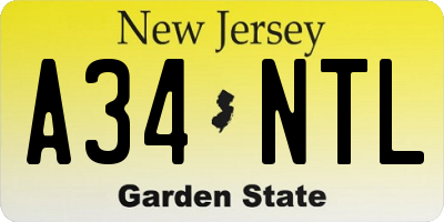 NJ license plate A34NTL