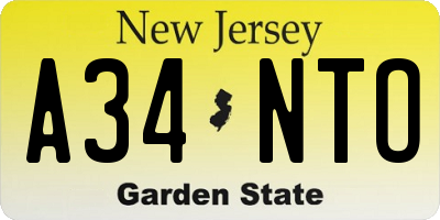 NJ license plate A34NTO