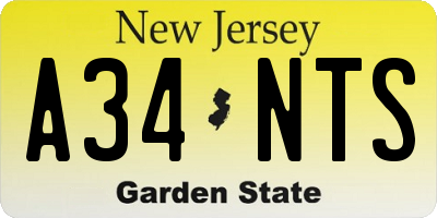 NJ license plate A34NTS
