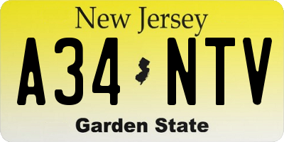 NJ license plate A34NTV