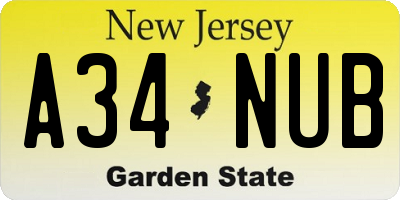 NJ license plate A34NUB