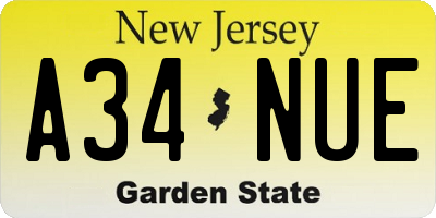 NJ license plate A34NUE