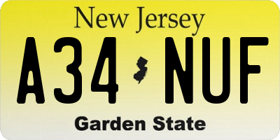 NJ license plate A34NUF