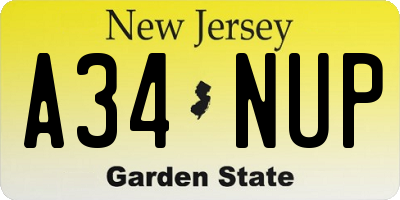 NJ license plate A34NUP