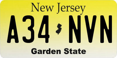 NJ license plate A34NVN