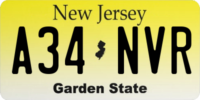 NJ license plate A34NVR