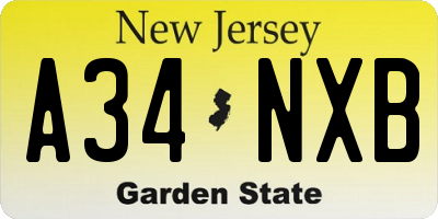 NJ license plate A34NXB