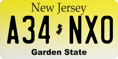 NJ license plate A34NXO