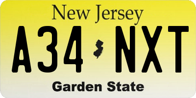 NJ license plate A34NXT
