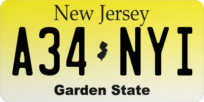 NJ license plate A34NYI