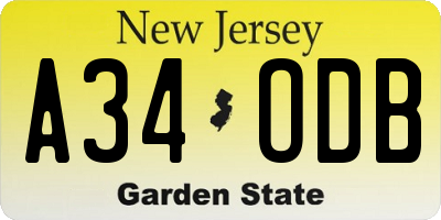 NJ license plate A34ODB