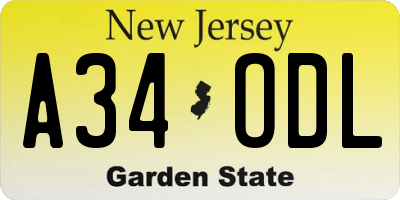 NJ license plate A34ODL