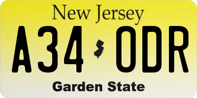 NJ license plate A34ODR
