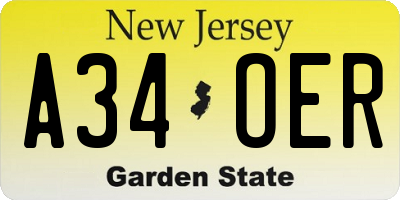 NJ license plate A34OER