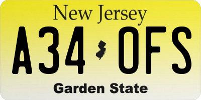 NJ license plate A34OFS