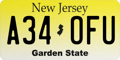 NJ license plate A34OFU