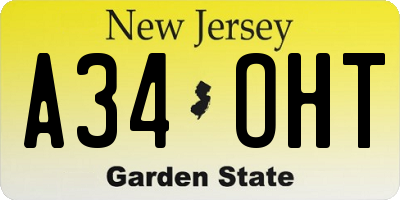 NJ license plate A34OHT