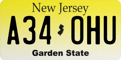 NJ license plate A34OHU