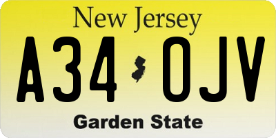 NJ license plate A34OJV