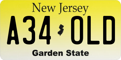 NJ license plate A34OLD