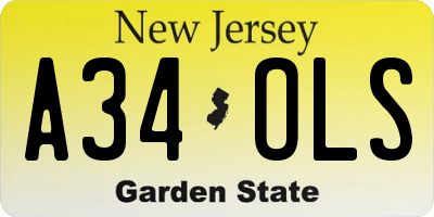 NJ license plate A34OLS