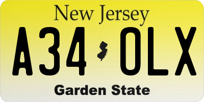 NJ license plate A34OLX