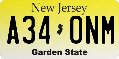 NJ license plate A34ONM
