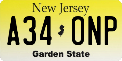 NJ license plate A34ONP