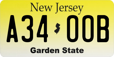 NJ license plate A34OOB